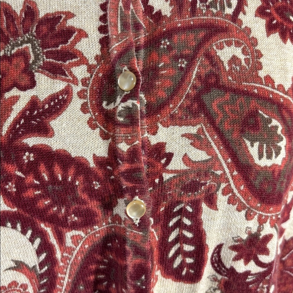 Croft & Barrow Burgundy Red and Cream Cardigan Sweater - Picture 5 of 8